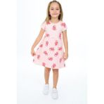 Toontoy Kız Çocuk Baskılı Elbise - 4 Yaş - Pudra