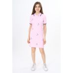 Toontoy Kız Çocuk Baskılı Elbise - 8 - 9 Yaş - Açık Pembe