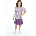 Toontoy Kız Çocuk Baskılı Elbise - 8 Yaş - Mor