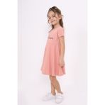 Toontoy Kız Çocuk Baskılı Elbise - Koyu Pudra - 8 Yaş