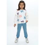 Toontoy Kız Çocuk Baskılı Eşofman Takım - 1 Yaş - Mavi