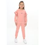 Toontoy Kız Çocuk Baskılı Eşofman Takım Koyu Pudra 4 YAŞ