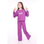 Toontoy Kız Çocuk Baskılı Eşofman Takım Mor 12-13 YAŞ