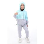 Toontoy Kız Çocuk Baskılı Eşofman Takım Su Yeşili 5 YAŞ