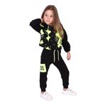 Toontoy Kız Çocuk Baskılı Eşofman Takımı Siyah 4 YAŞ