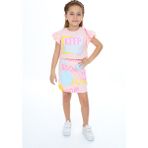 Toontoy Kız Çocuk Baskılı Etekli Takım - Pudra - 5 Yaş