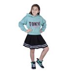 Toontoy Kız Çocuk Baskılı Etekli Takım Yeşil 8-9 YAŞ