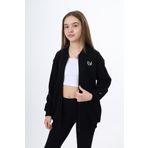 Toontoy Kız Çocuk Baskılı Hırka Siyah 6-7 YAŞ