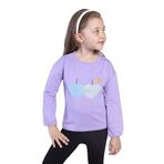 Toontoy Kız Çocuk Baskılı Kol Ucu Lastikli Sırtı Nakış Detaylı Tişört Lila 4 YAŞ