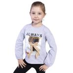Toontoy Kız Çocuk Baskılı Kol Ucu Lastikli Tişört Gri Melanj 7 YAŞ