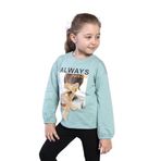 Toontoy Kız Çocuk Baskılı Kol Ucu Lastikli Tişört Yeşil 6 YAŞ