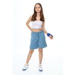 Toontoy Kız Çocuk Baskılı Şort Mavi 8-9 YAŞ