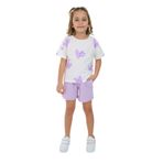 Toontoy Kız Çocuk Baskılı Şortlu Takım Lila 6 YAŞ
