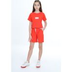 Toontoy Kız Çocuk Baskılı Şortlu Takım - Nar Çiçeği - 12 - 13 Yaş