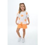 Toontoy Kız Çocuk Baskılı Şortlu Takım Oranj 2 YAŞ