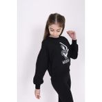 Toontoy Kız Çocuk Baskılı Sweatshirt - 12 Yaş - Siyah
