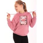 Toontoy Kız Çocuk Baskılı Sweatshirt - 8 Yaş - Gül Kurusu