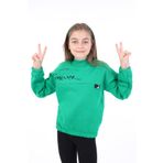 Toontoy Kız Çocuk Baskılı Sweatshirt Çimen Yeşili 10-11 YAŞ