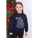 Toontoy Kız Çocuk Baskılı Sweatshirt Lacivert 5 YAŞ