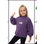 Toontoy Kız Çocuk Baskılı Sweatshirt Mor 5 YAŞ