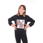 Toontoy Kız Çocuk Baskılı Sweatshirt Siyah 10-11 YAŞ