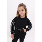 Toontoy Kız Çocuk Baskılı Sweatshirt Siyah 4 YAŞ