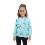 Toontoy Kız Çocuk Baskılı Sweatshirt Su Yeşili 4 YAŞ