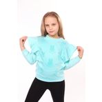 Toontoy Kız Çocuk Baskılı Sweatshirt Su Yeşili 5 YAŞ