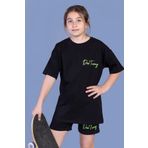 Toontoy Kız Çocuk Baskılı Taş İşlemeli Şortlu Takım