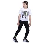 Toontoy Kız Çocuk Baskılı Taş İşlemeli Taytlı Takım Beyaz 4 YAŞ