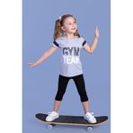 TOONTOY Kız Çocuk Baskılı Taytlı Takım, 5 Yaş, 10957-, Gri Melanj, kız-çocuk