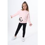 Toontoy Kız Çocuk Baskılı Taytlı Takım Pudra 3 YAŞ