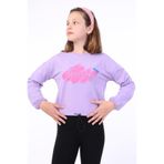 TOONTOY Kız Çocuk Baskılı Tişört 10-11 Yaş, 10-11 Yaş, 22514, Lila, Kız çocuk