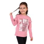 Toontoy Kız Çocuk Baskılı Tişört - Gül Kurusu - 5 Yaş