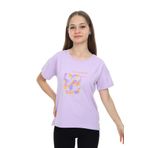 Toontoy Kız Çocuk Baskılı Tişört Lila 12-13 YAŞ