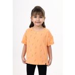 Toontoy Kız Çocuk Baskılı Tişört Oranj 2 YAŞ