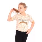 Toontoy Kız Çocuk Baskılı Tişört Oranj 6 YAŞ