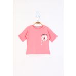 Toontoy Kız Çocuk Baskılı Tişört Somon 8 YAŞ