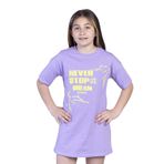 Toontoy Kız Çocuk Baskılı Yarım Kol Elbise Lila 8 YAŞ