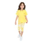Toontoy Kız Çocuk Batik Desen Have Fun Yazı Baskılı Kaprili Takım Koyu Sarı 4 YAŞ