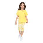Toontoy Kız Çocuk Batik Desen Have Fun Yazı Baskılı Kaprili Takım Koyu Sarı 5 YAŞ