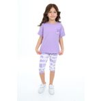 Toontoy Kız Çocuk Batik Desen Have Fun Yazı Baskılı Kaprili Takım Lila 4 YAŞ