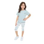 Toontoy Kız Çocuk Batik Desen Have Fun Yazı Baskılı Kaprili Takım Yeşil 5 YAŞ