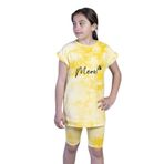 Toontoy Kız Çocuk Batik Desenli Baskılı Taytlı Takım Sarı 8 YAŞ