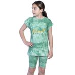 Toontoy Kız Çocuk Batik Desenli Baskılı Taytlı Takım Yeşil 10 YAŞ