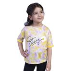 Toontoy Kız Çocuk Batik Desenli Baskılı Tişört Sarı 3 YAŞ
