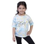 Toontoy Kız Çocuk Batik Desenli Baskılı Tişört Su Yeşili 2 YAŞ