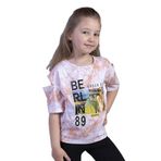Toontoy Kız Çocuk Batik Desenli Dijital Baskılı Tişört Kahverengi 6 YAŞ
