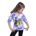 Toontoy Kız Çocuk Batik Desenli Dijital Baskılı Tişört Lacivert 6 YAŞ