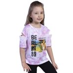 Toontoy Kız Çocuk Batik Desenli Dijital Baskılı Tişört Pembe 6 YAŞ